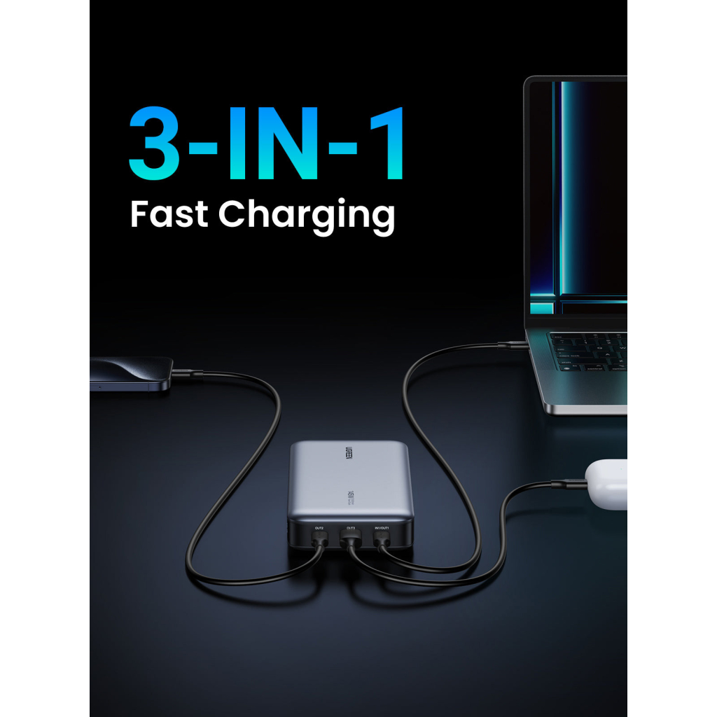 Батарея універсальна Ugreen 25000mAh 145W Two-way PD 3.1 grey (PB205) - зображення 4
