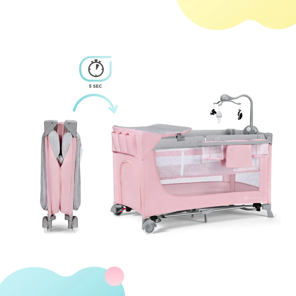Ліжечко Kinderkraft манеж з пеленатором Leody Pink (5902533917945) - зображення 6
