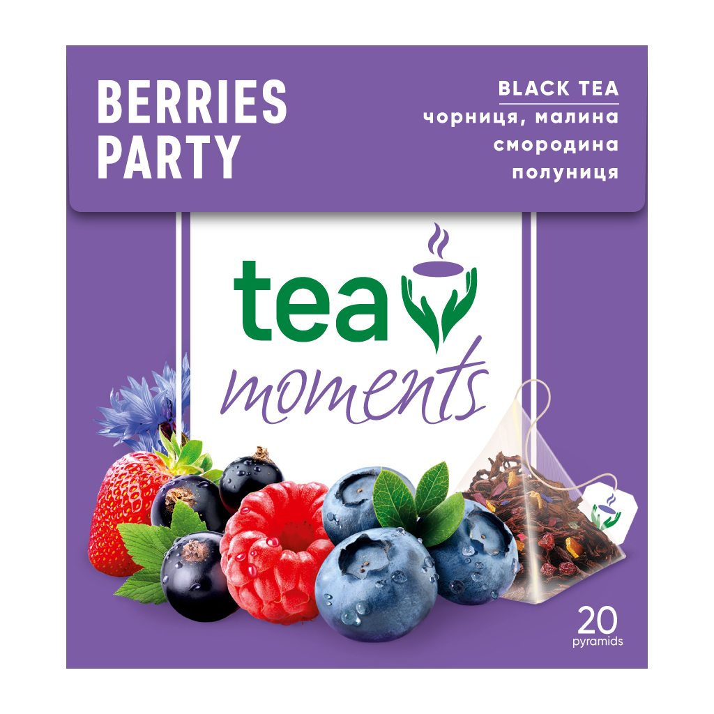 Чай Tea Moments Berries Party чорний 20х1.8 г пірамідки (tm.00230) - зображення 1