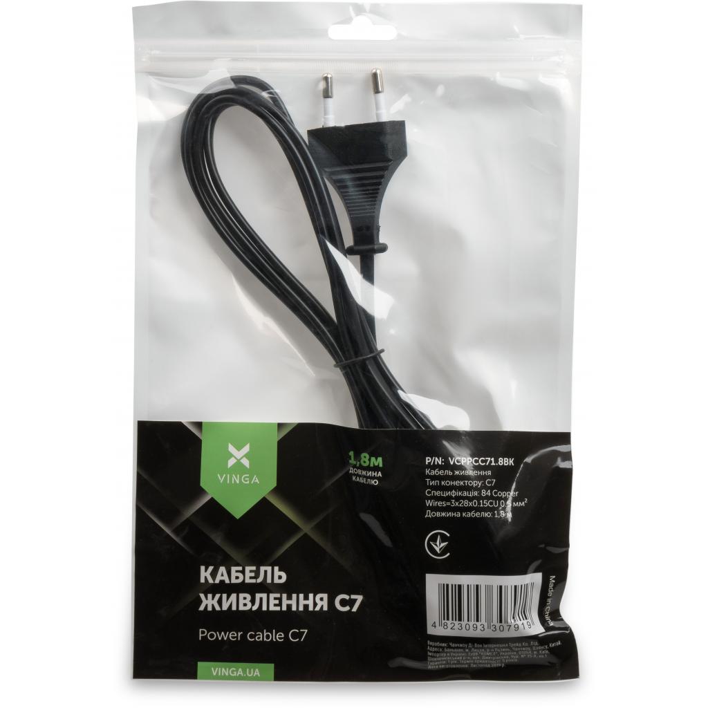 Кабель живлення C7 1.8m Vinga (VCPPCC71.8BK) - picture 3