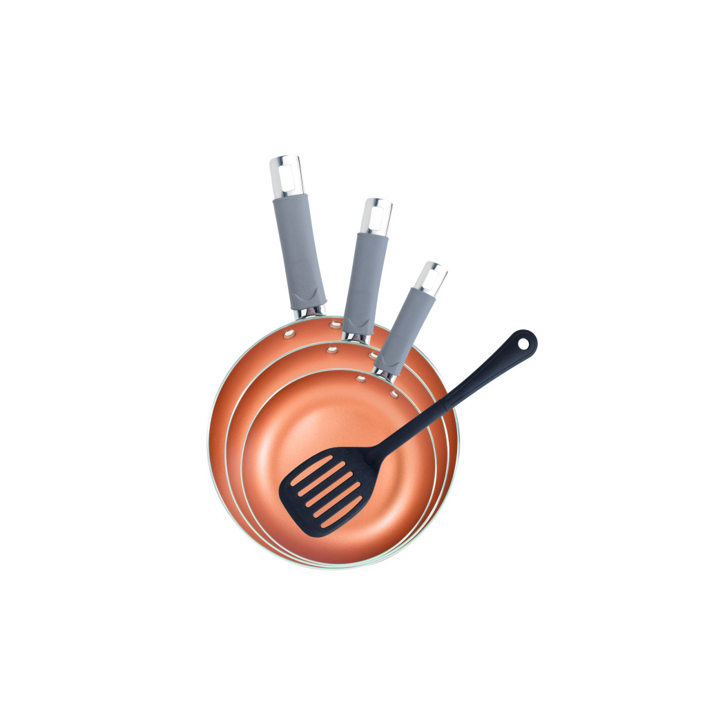 Набір сковорідок Bergner Loja reeco, з лопаткою, 18/22/26 см (BGEU-5582) - зображення 1