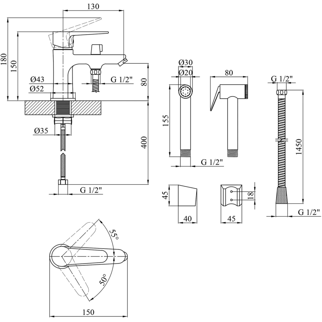 Змішувач Kroner Elbe-C015 (CV023575) - изображение 8