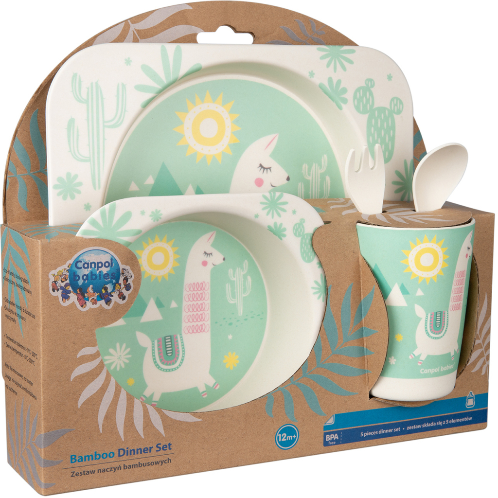 Набір дитячого посуду Canpol babies Lama бамбуковий 5 предмети (9/213) - зображення 6