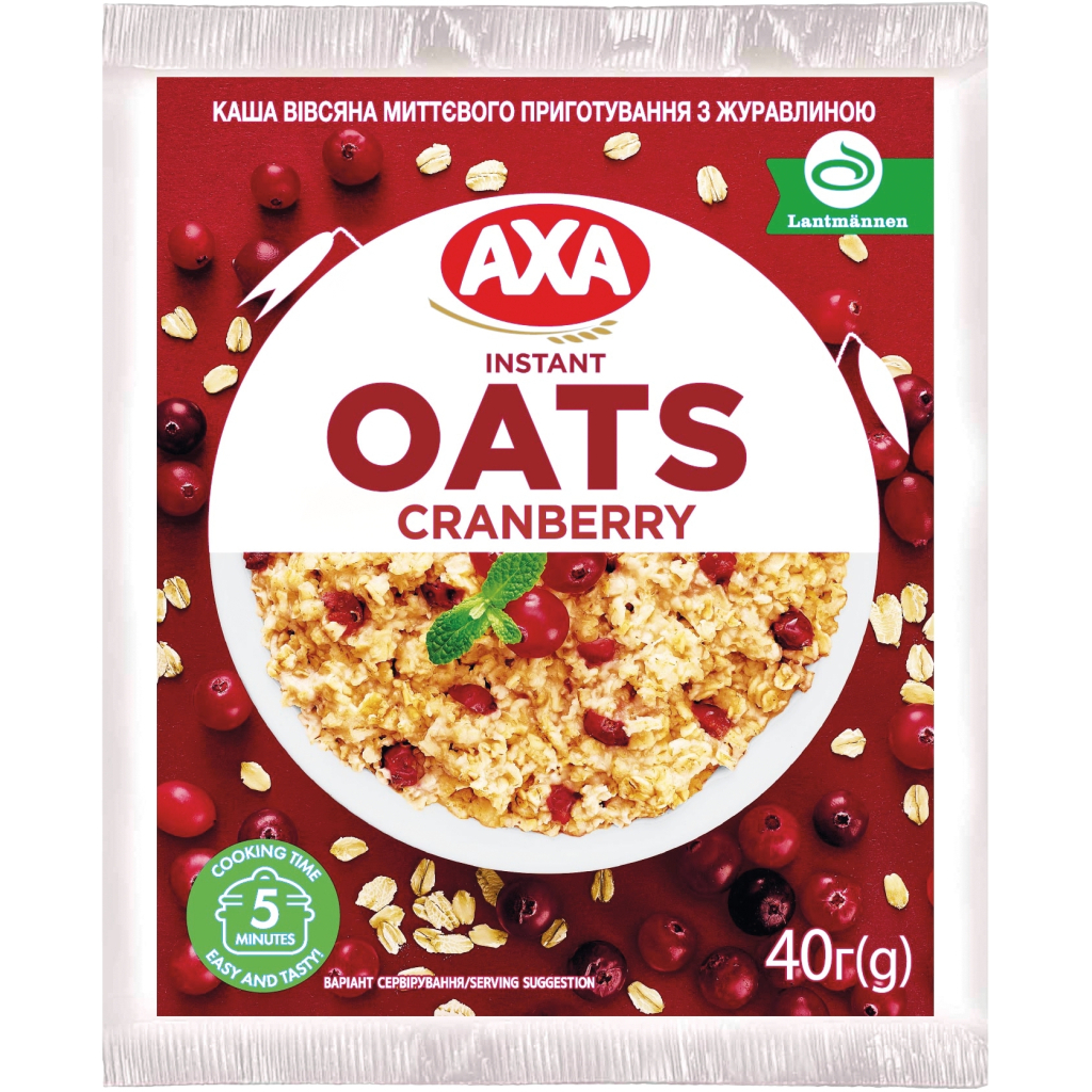 Їжа швидкого приготування АХА Каша Вівсяна з журавлиною 40 г (4820008124289) - зображення 1
