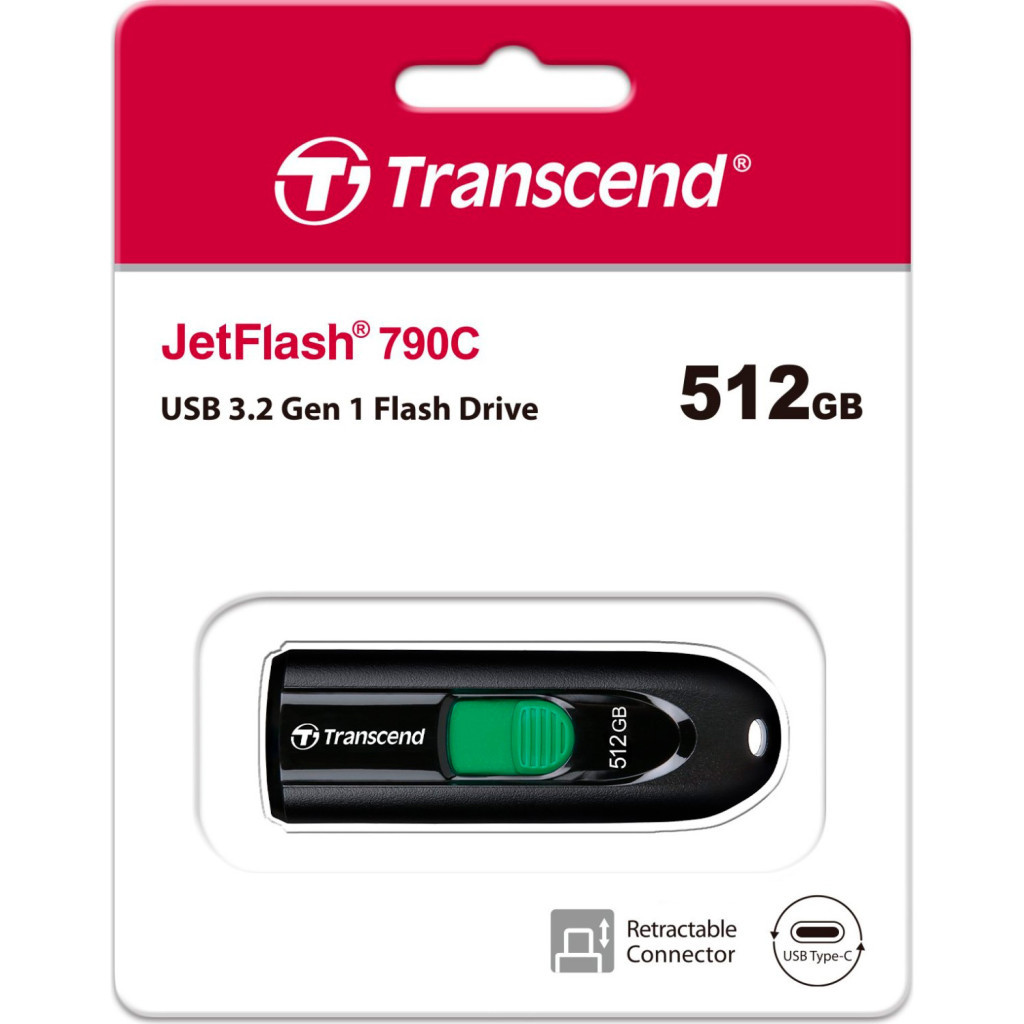 USB флеш накопичувач Transcend 512GB JetFlash 790C USB 3.1 Type-C (TS512GJF790C) - зображення 7