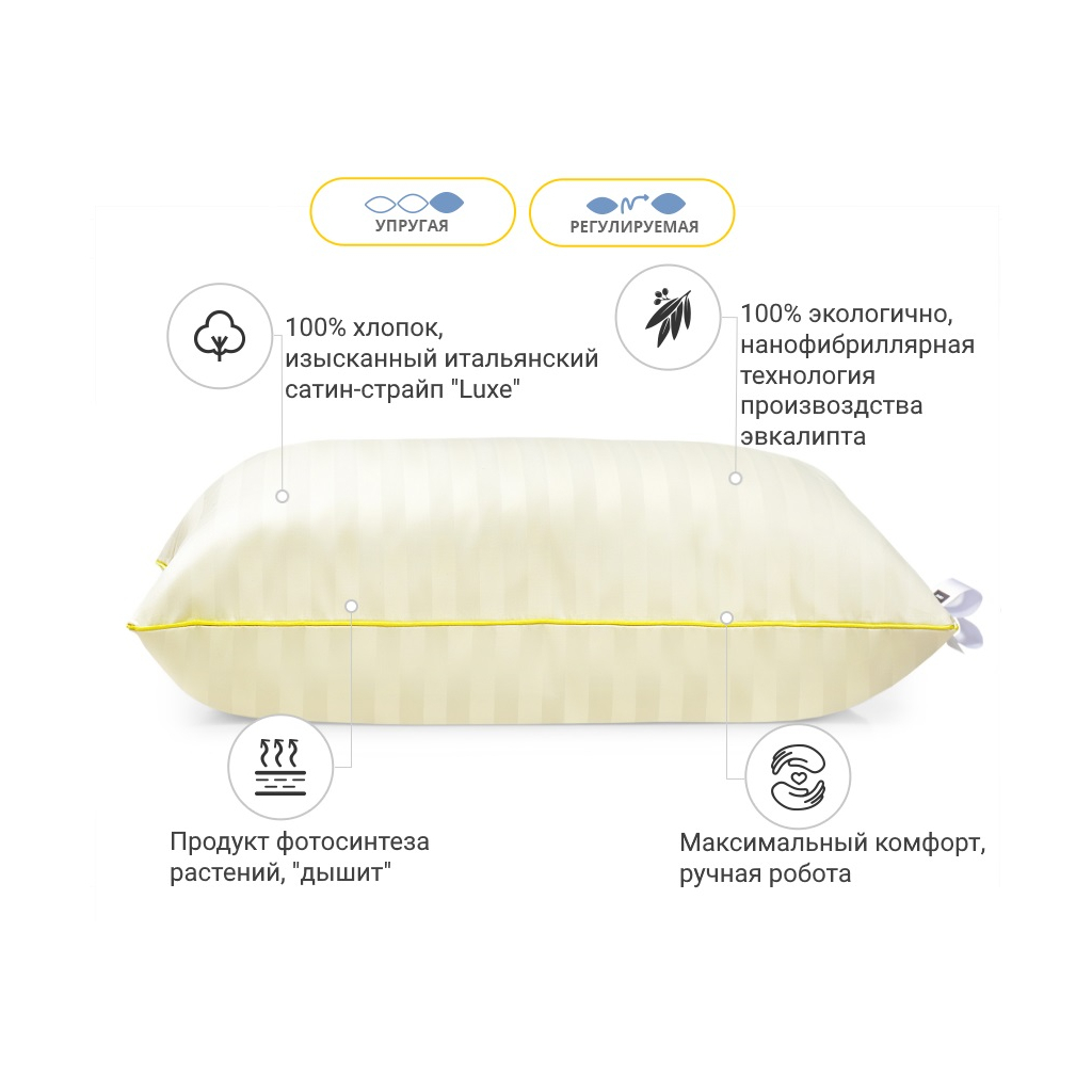 Подушка MirSon 1277 Carmela Hand Made з евкаліптом Висока 70х70 см (2200001519848) - зображення 3