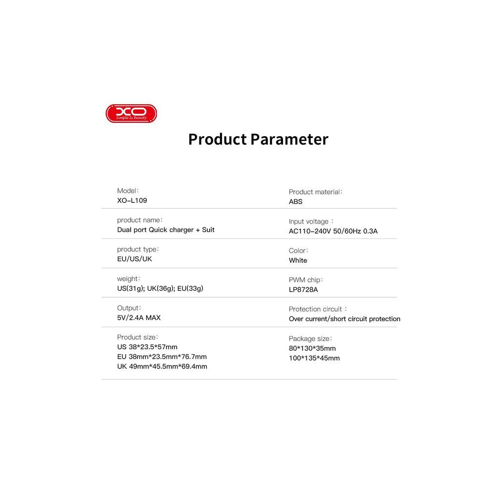 Зарядний пристрій XO L109 12W (2USB/2.4A) + USB - MicroUSB White (XO-L109-M) - зображення 3