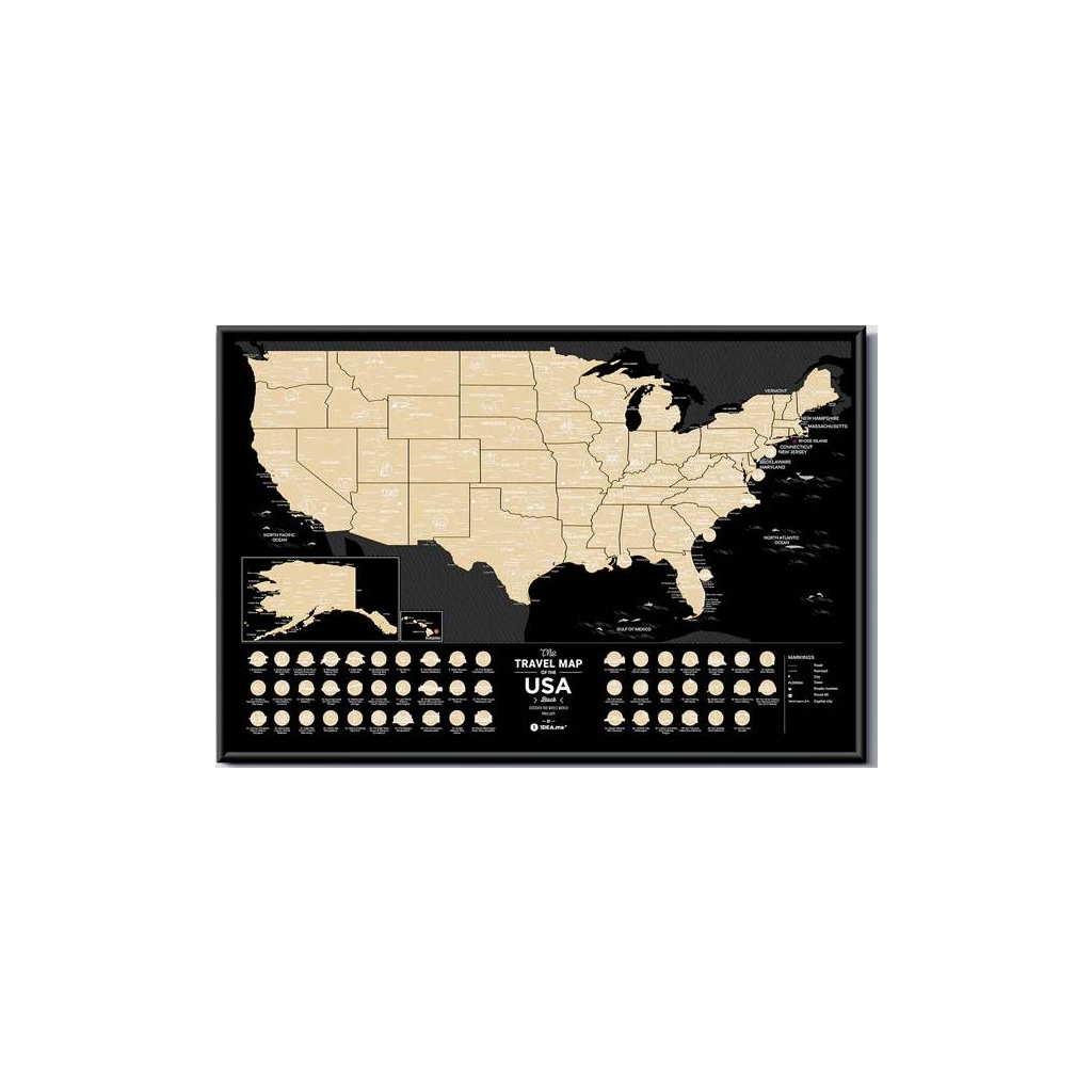 Скретч карта 1DEA.me Travel Map USA Black (13028) - изображение 1
