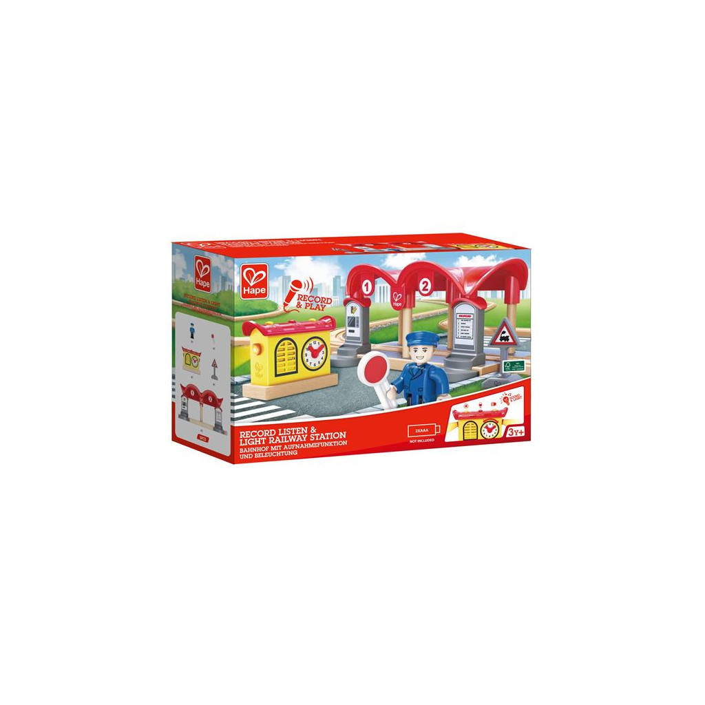 Залізниця Hape Набір для іграшкової залізниці Залізнична станція (E3702) - зображення 1