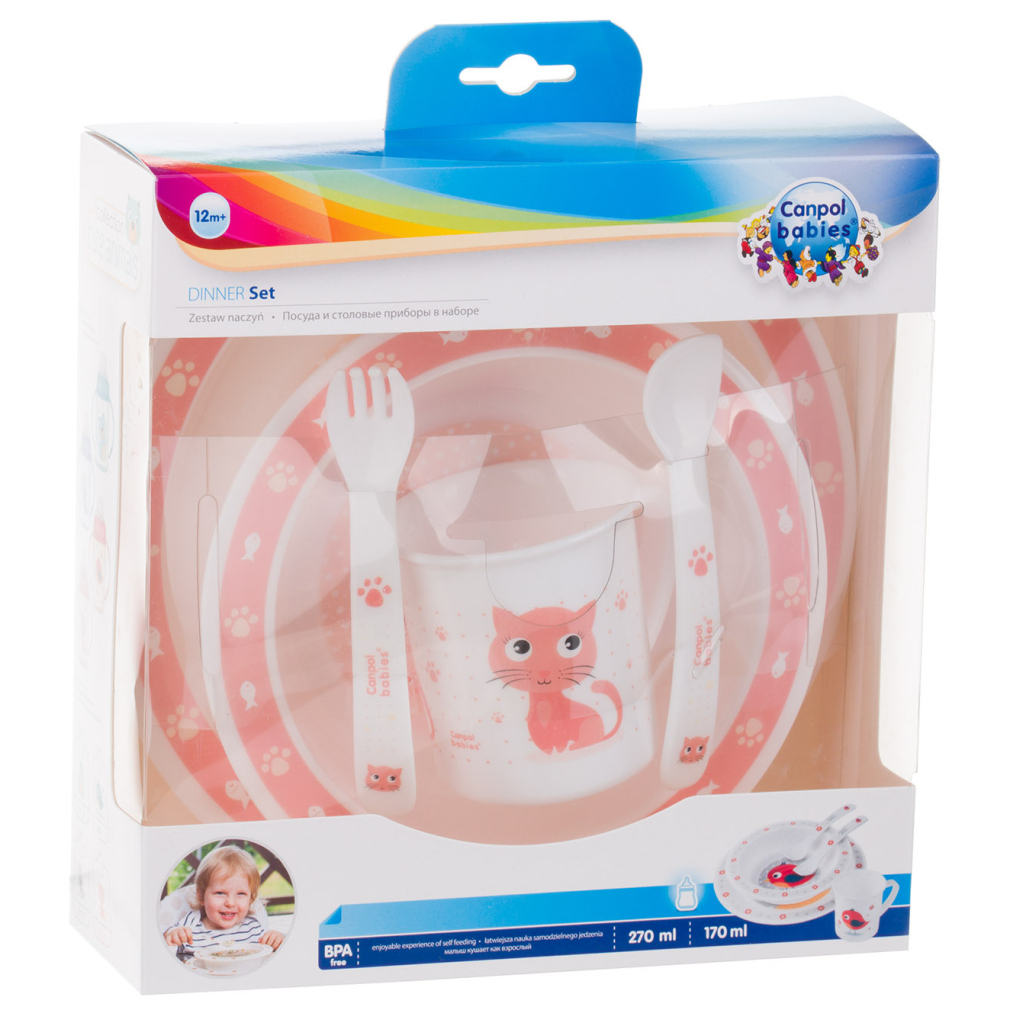 Набір дитячого посуду Canpol babies Cute Animals Котик Рожевий 5 предметів (4/401_pin) - зображення 7