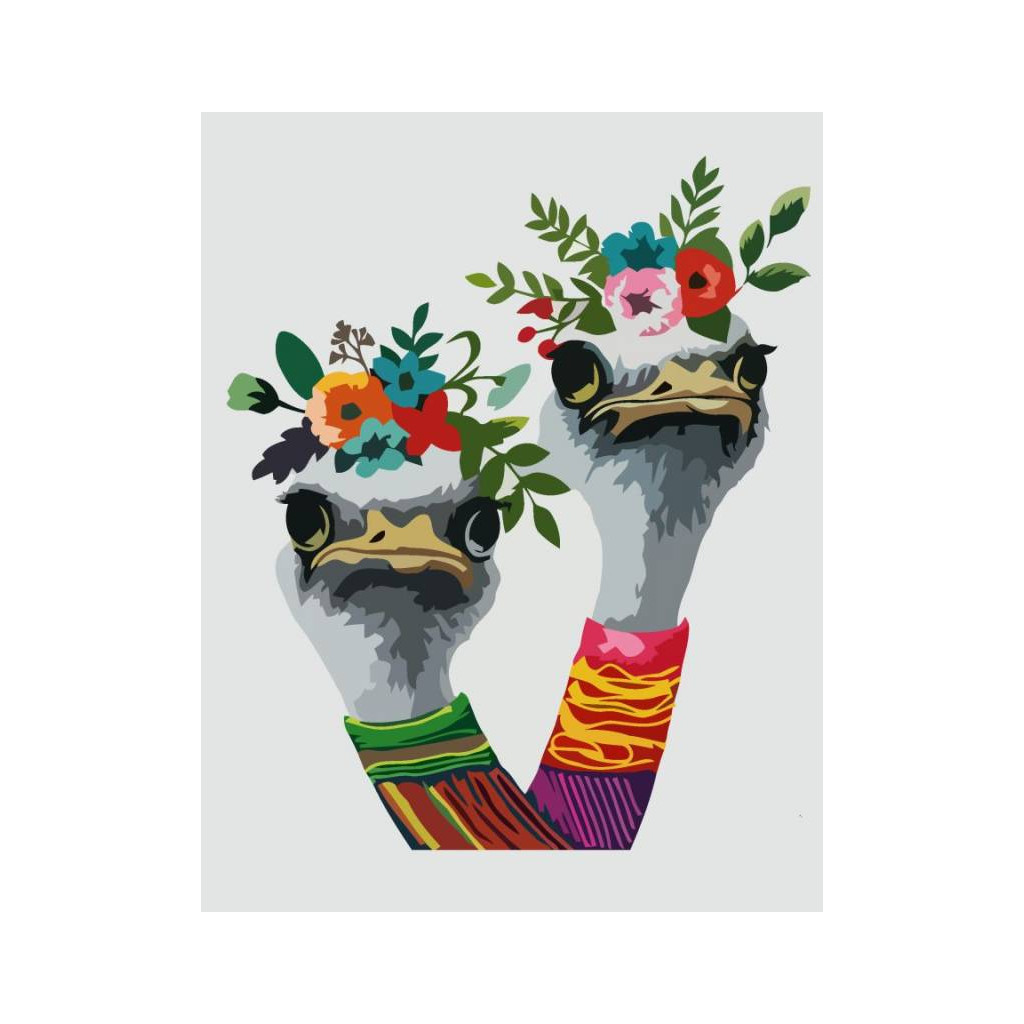 Картина по номерам Rosa Start Страуси у вінку 35х45 см (4823098516316) - зображення 1