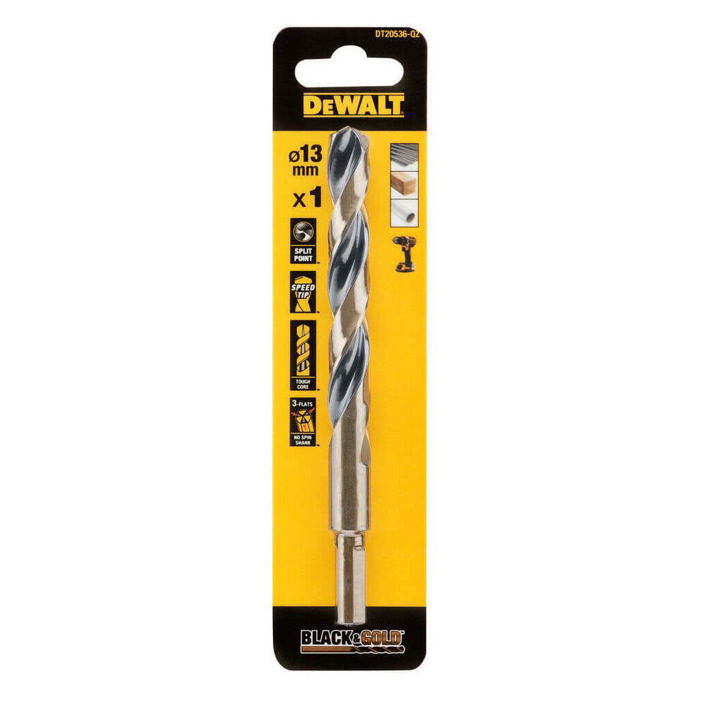 Свердло DeWALT по металу Black & Gold, HSS-G, 13 х 151 х 101 мм (DT20536) - зображення 1