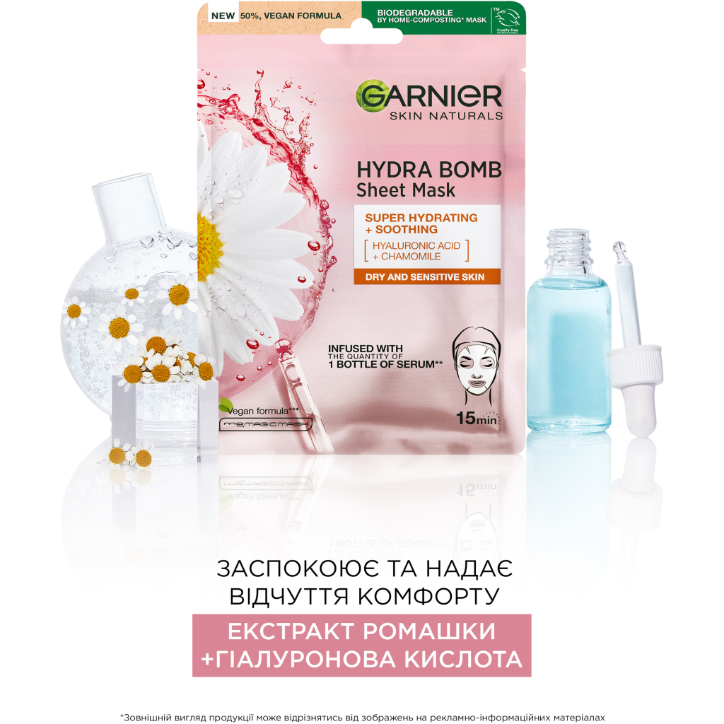Маска для обличчя Garnier Skin Naturals Тканинна Зволоження та Комфорт 32 г (3600541944657) - изображение 3