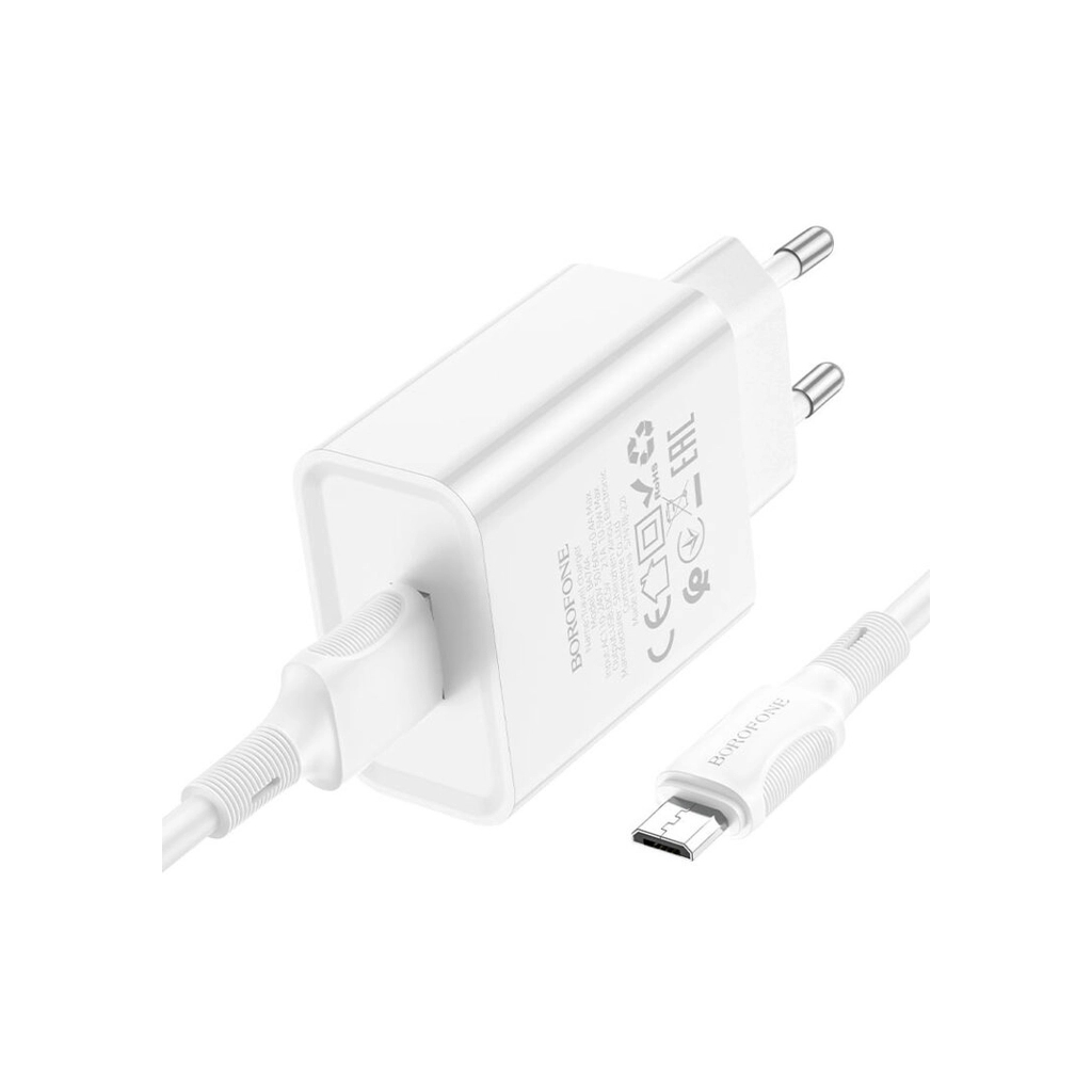 Зарядний пристрій BOROFONE BA74A Aspirer USB + cable USB to Micro 5P White (6974443388664) - зображення 3