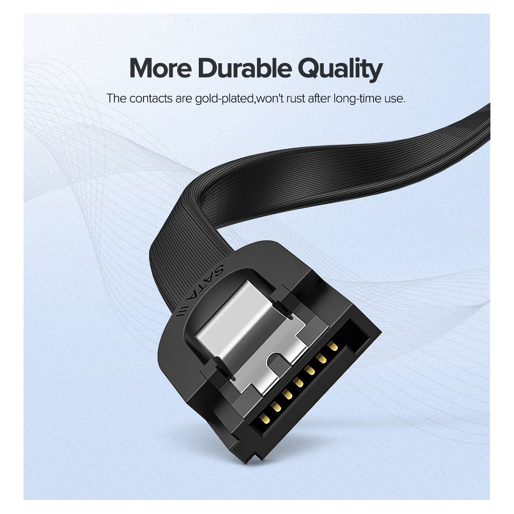 Кабель для передачі даних SATA 3 Data Cable 0.5m 90° corner US217 Black Ugreen (30797) - зображення 3