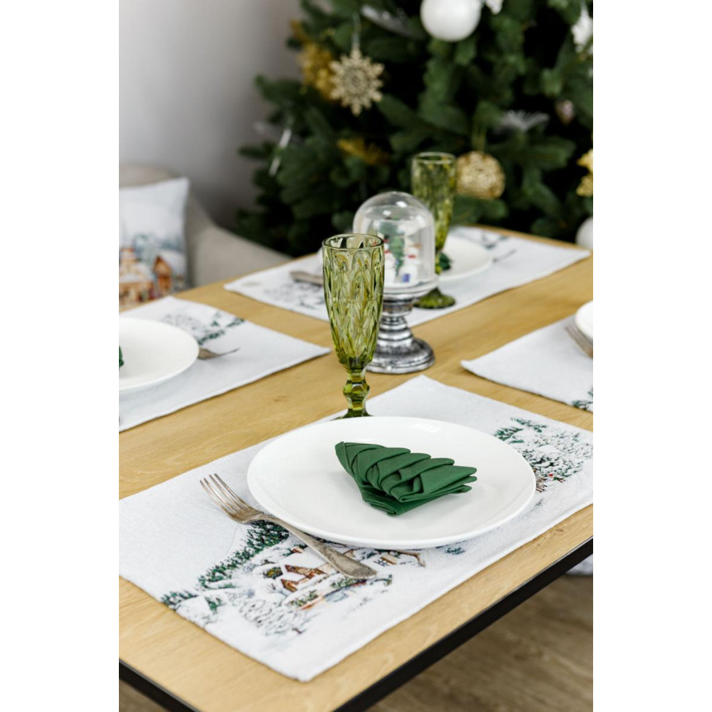 Серветка на стіл Прованс гобеленова з велюром Зимове місто 30х50 см (4823093450479) - зображення 3