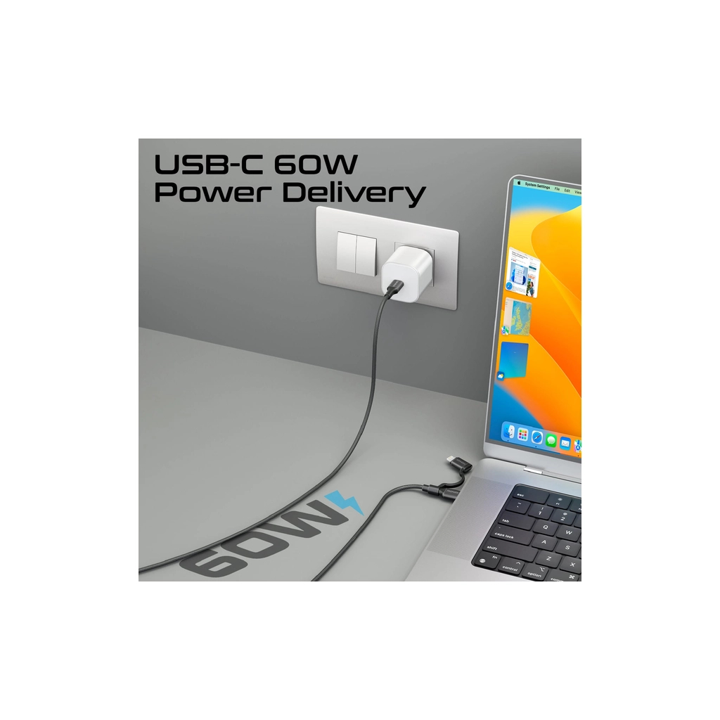 Дата кабель USB-C to USB-C + Lightning black Promate (powerlink-cci.black) - зображення 4