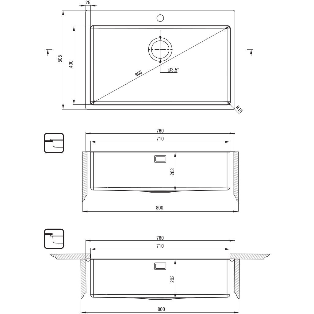Мийка кухонна Deante Olfato ZPO_010C + зміш. BQO_F72M (ZPOE010C) - зображення 12