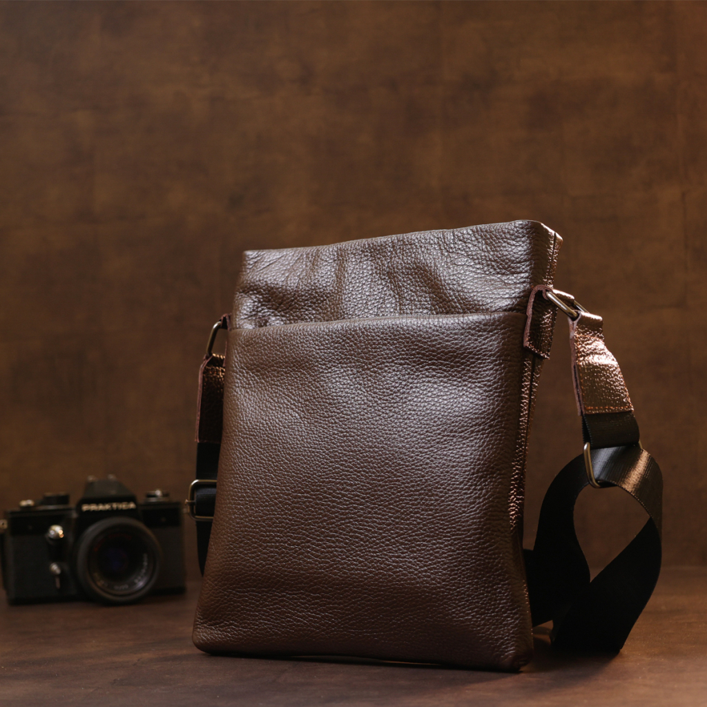 Сумка Shvigel Шкіряна через плече Коричнева (11601) - зображення 9