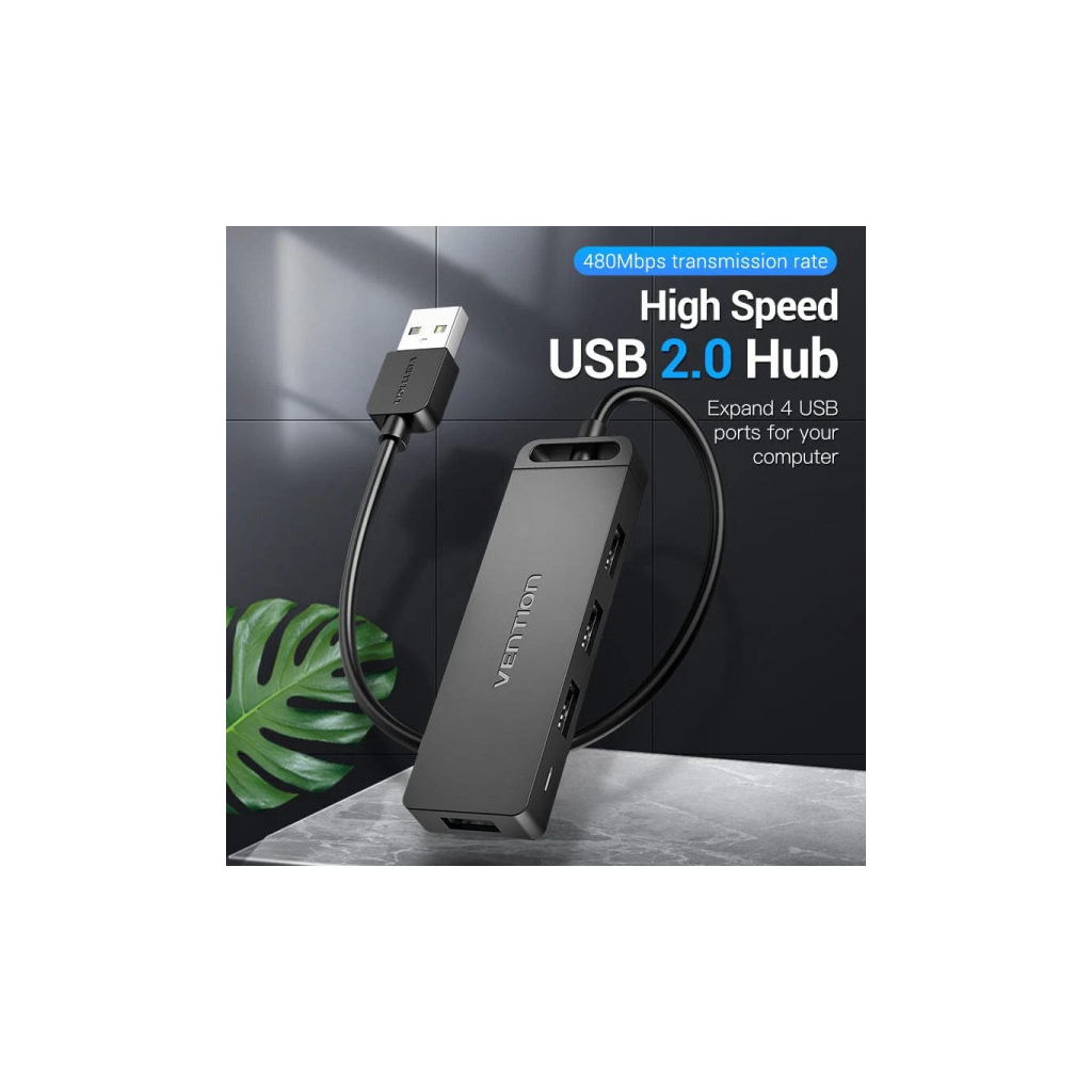 Концентратор VENTION USB 2.0 to 4xUSB 2.0 black (CHMBB) - зображення 3