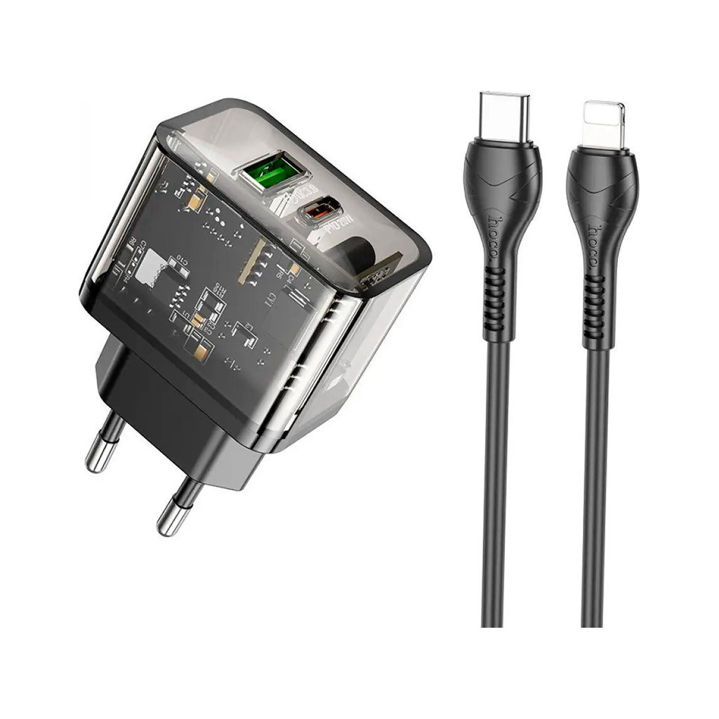 Зарядний пристрій HOCO N34 Dazzling dual-port Black (6931474799173) - зображення 2