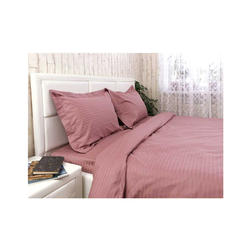 Постільна білизна Руно Сатин-страйп євро (845.50ДУ_Пудра) - зображення 1