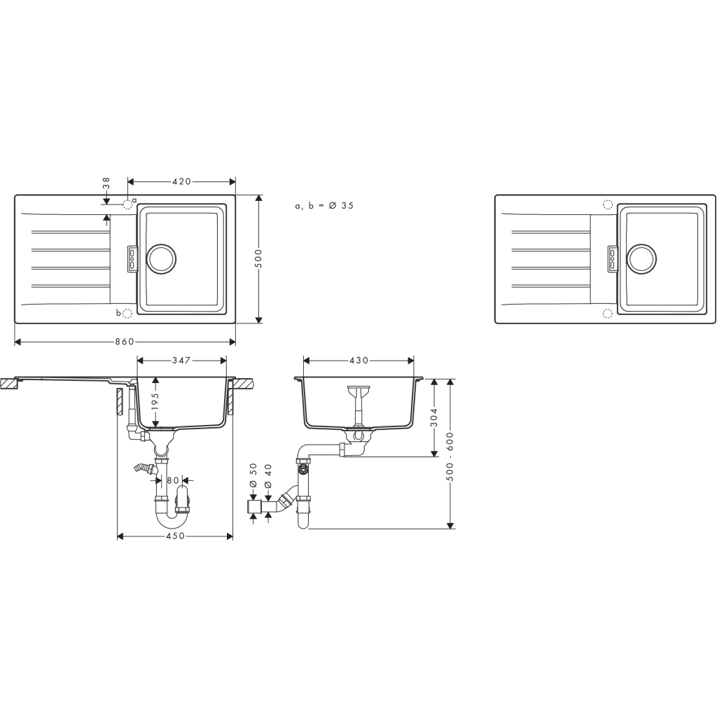 Мийка кухонна Hansgrohe S520-F345 (43356170) - зображення 6