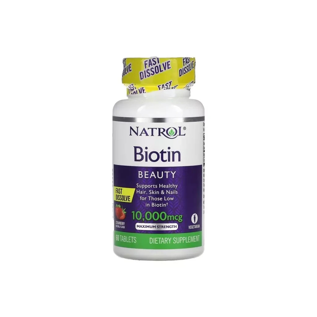 Вітамін Natrol Біотин швидкорозчинний, 10000 мкг, смак полуниці, Biotin, Fa (NTL-06885) - зображення 1
