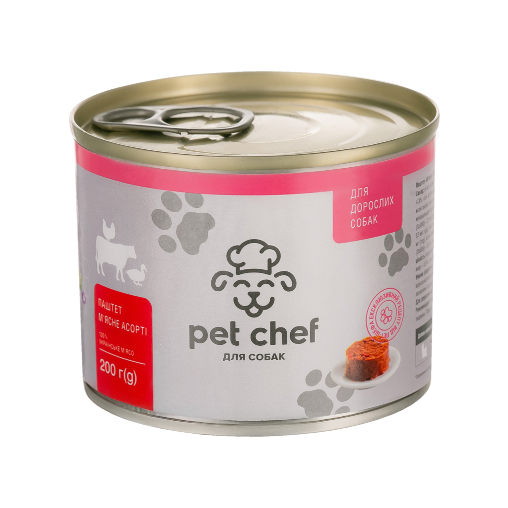 Консерви для собак Pet Chef паштет м’ясне асорті 200 г (4820255190143) - зображення 1