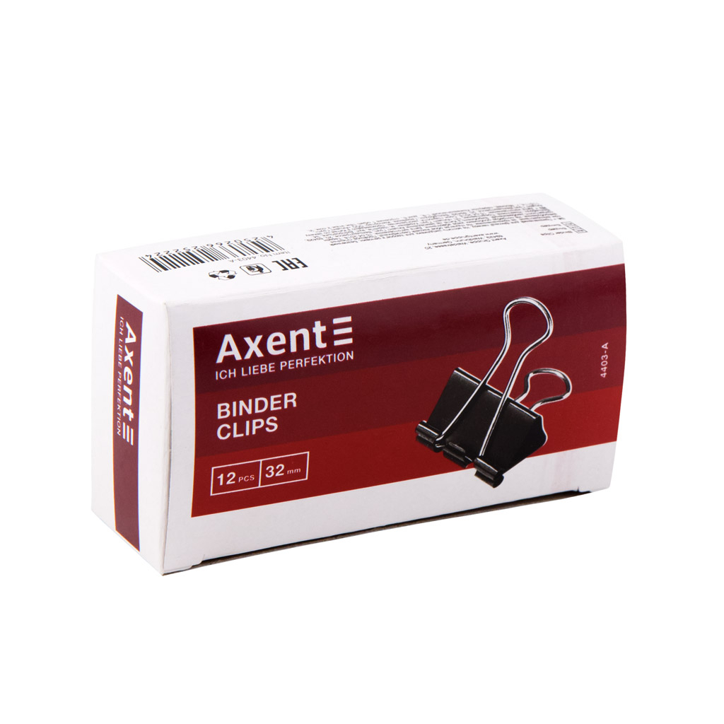 Біндер металевий Axent 32 мм, 12шт, black (4403-A) - изображение 2