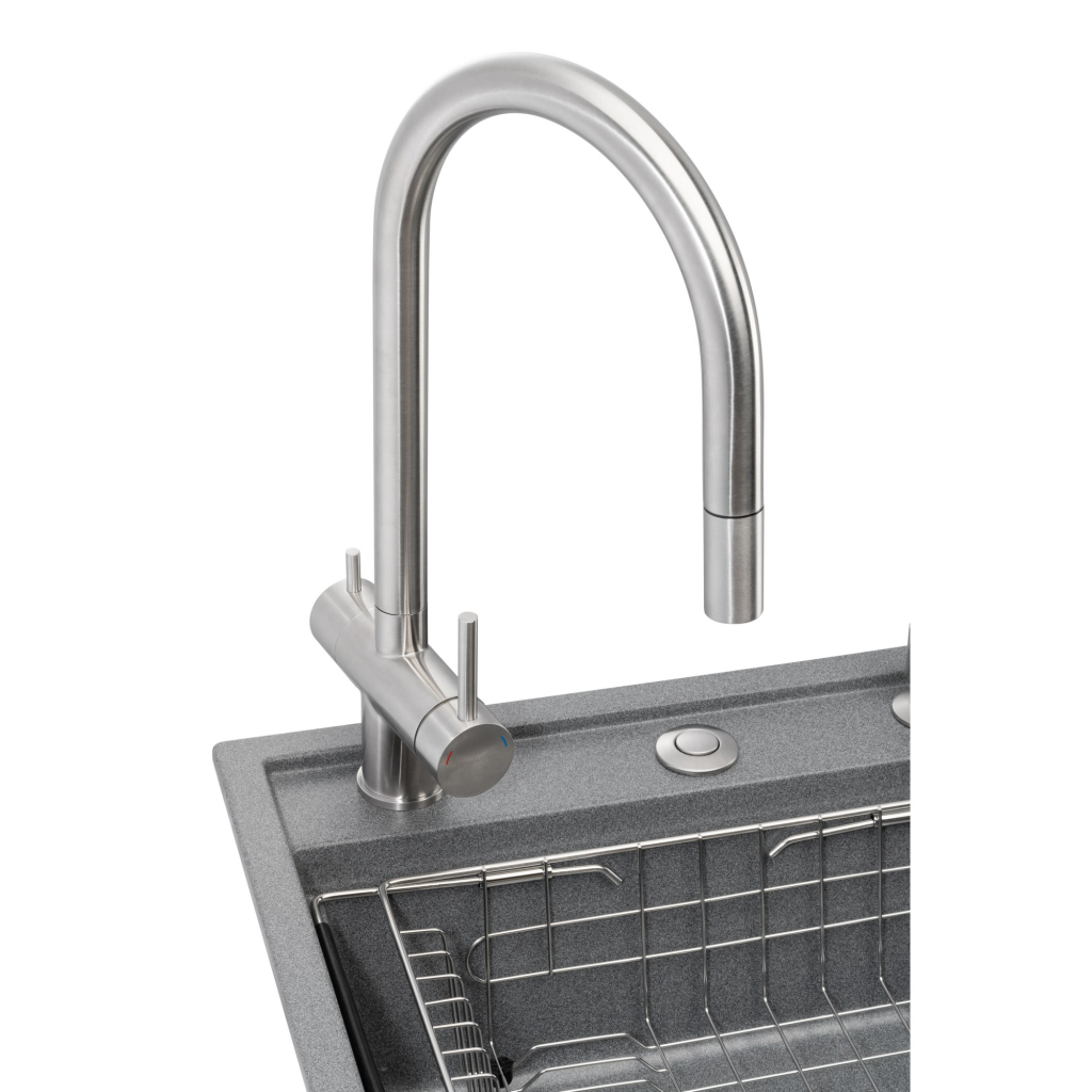 Мийка кухонна GRANADO Royal Estella grafito (+ подрібнювач Algar 1000 + змішувач Ferrol inox + дозатор Redondo inox + (ksg0309) - зображення 2
