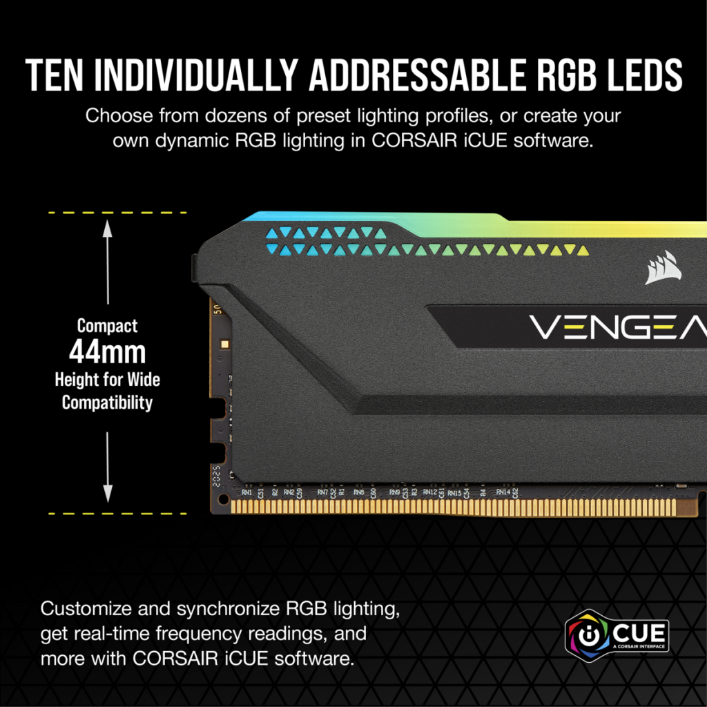 Модуль пам'яті для комп'ютера DDR4 32GB (2x16GB) 3600 MHz Vengeance RGB PRO SL Black Corsair (CMH32GX4M2D3600C18) - зображення 3