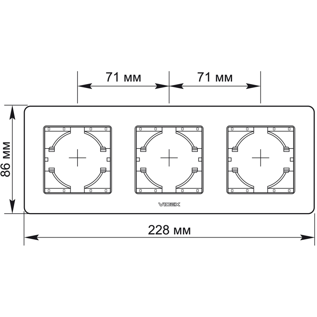 Рамка Videx BINERA червоне скло 3 поста (VF-BNFRG3H-RD) - изображение 3