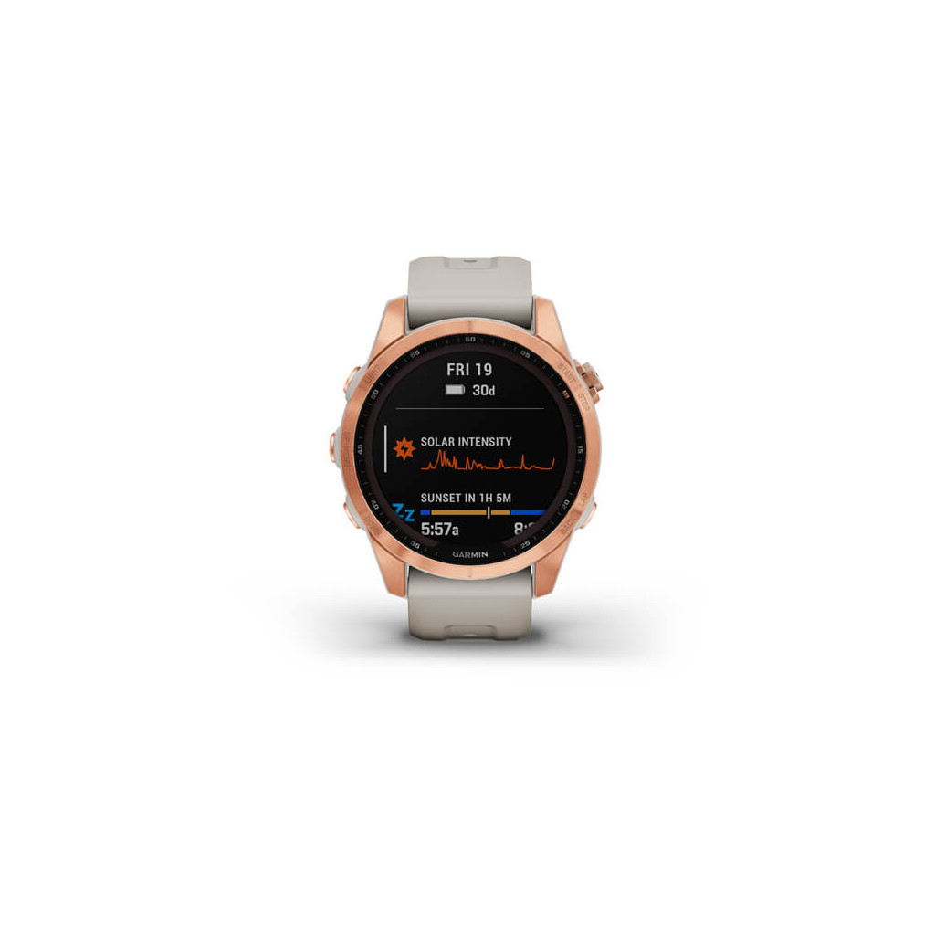 Смарт-годинник Garmin fenix 7S Sol, Rose Gold w/ Light Sand Band, GPS (010-02539-11) - изображение 2