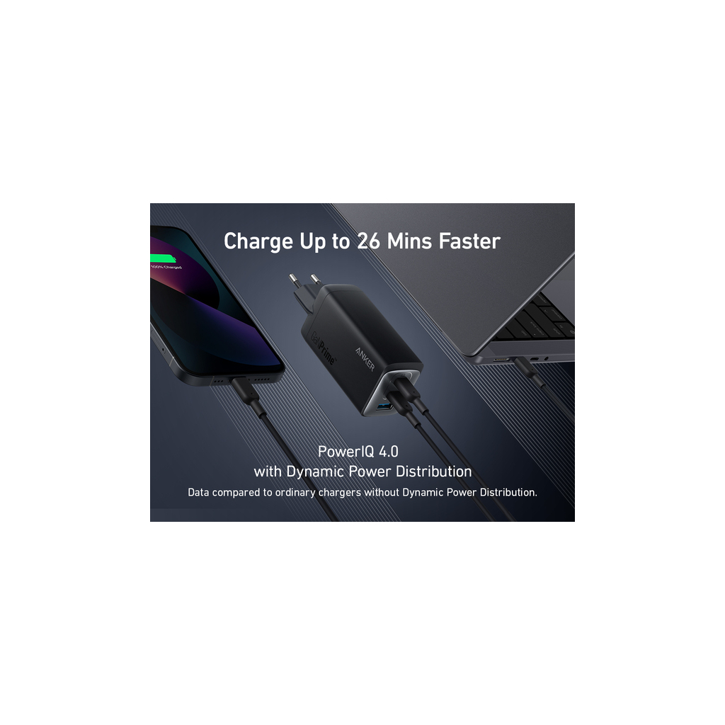 Зарядний пристрій Anker PowerPort 737 GaNPrime 120W 2xUSB-C PD + 1xUSB-A PIQ PPS/DPDS Black (A2148313) - зображення 3