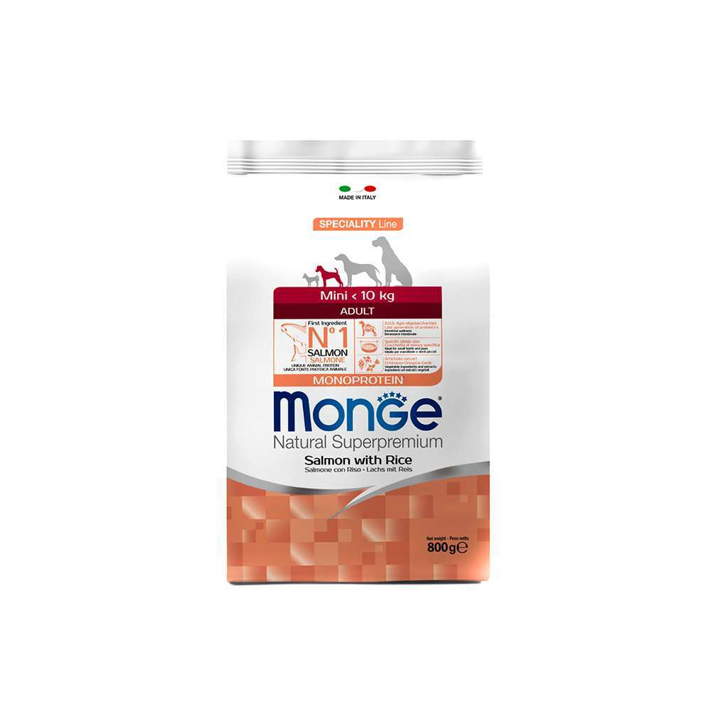 Сухий корм для собак Monge Dog Mini Adult лосось, рис 800 г (8009470011563) - зображення 2