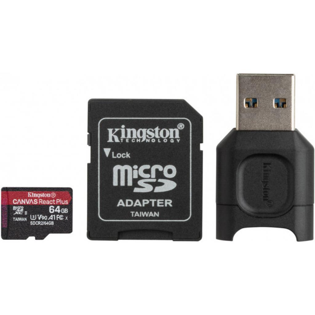 Карта пам'яті Kingston 64GB microSDXC class 10 Canvas React+ (MLPMR2/64GB) - зображення 1