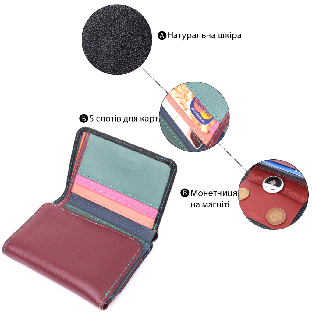 Гаманець ST Leather З натуральної шкіри Різнокольоровий (22497) - зображення 4