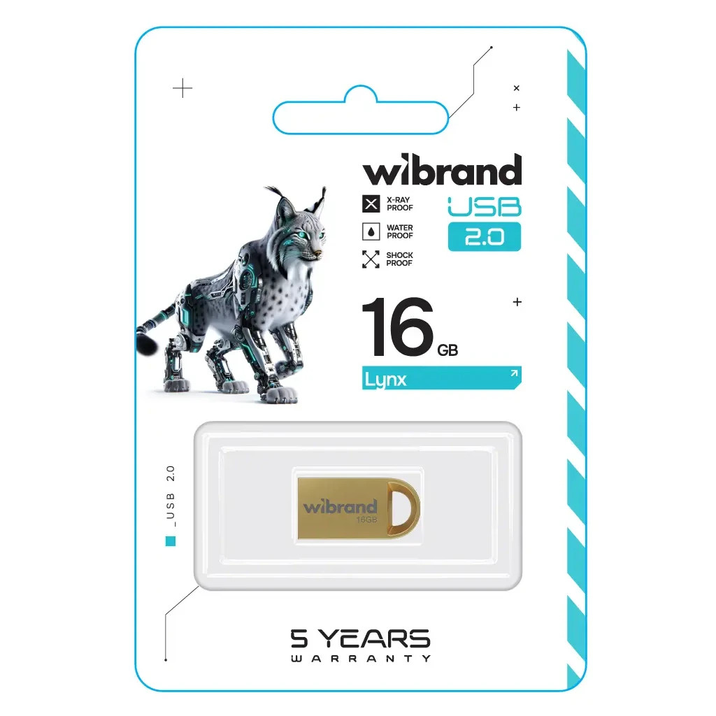USB флеш накопичувач Wibrand 16GB lynx Gold USB 2.0 (WI2.0/LY16M2G) - зображення 2