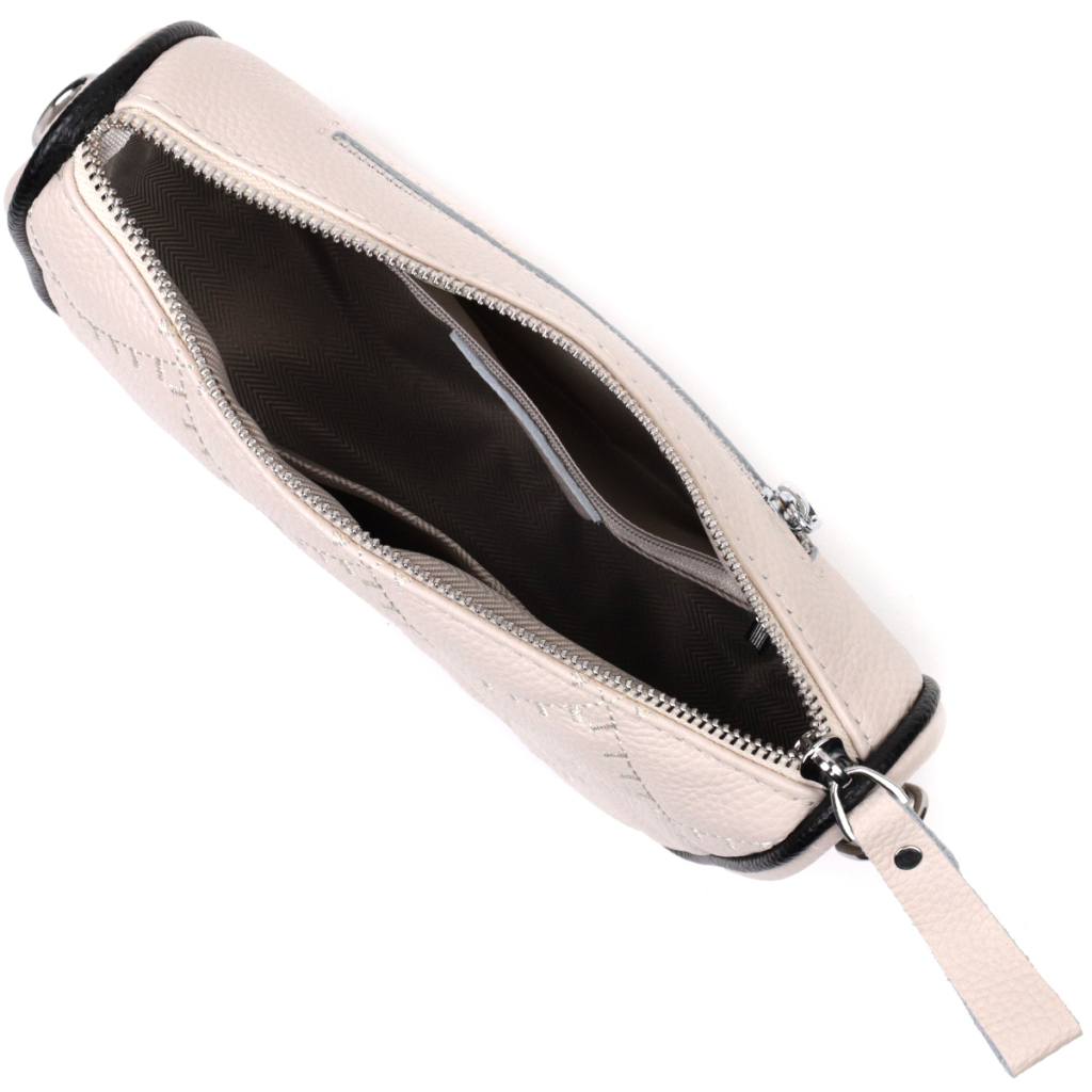 Сумка Vintage Жіноча крос-боді напівкруглого формату з натуральної шкіри Біла (22393) - зображення 6