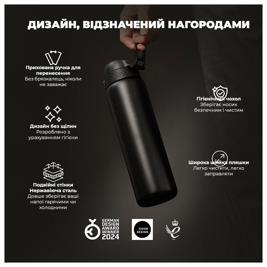 Пляшка для води ION8 OneTouch Vacuum Insulated 920 мл Black (I8TS1000BLK) - зображення 4