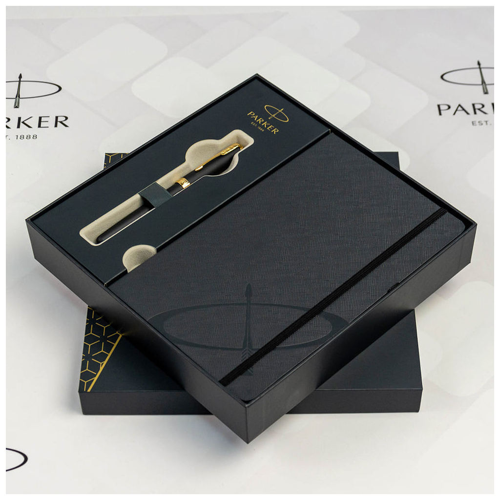 Ручка пір'яна Parker SONNET 17 Matte Black Lacquer GT FP F + блокнот Parker + подар.упаковка GIFT24 (84 811b24) - изображение 5