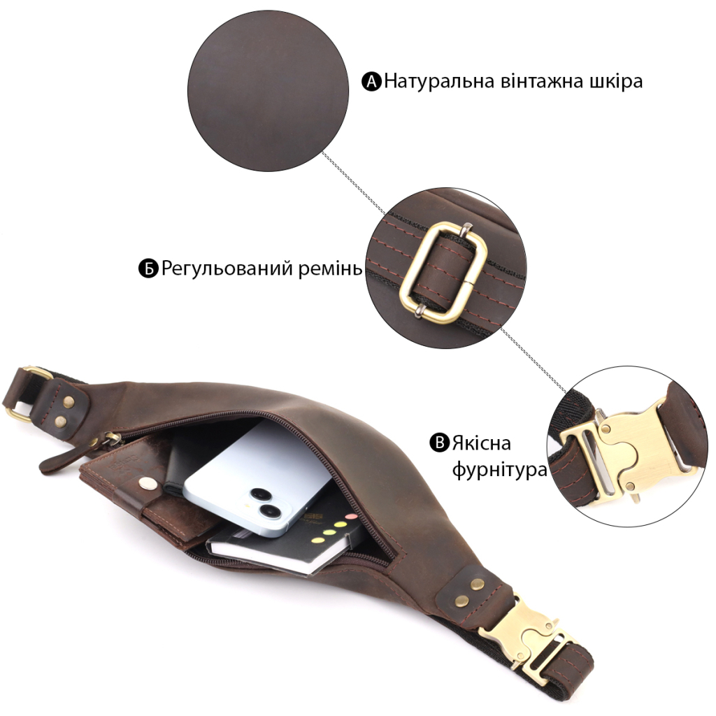 Сумка Shvigel З натуральної шкіри Коричнева (23130) - зображення 4