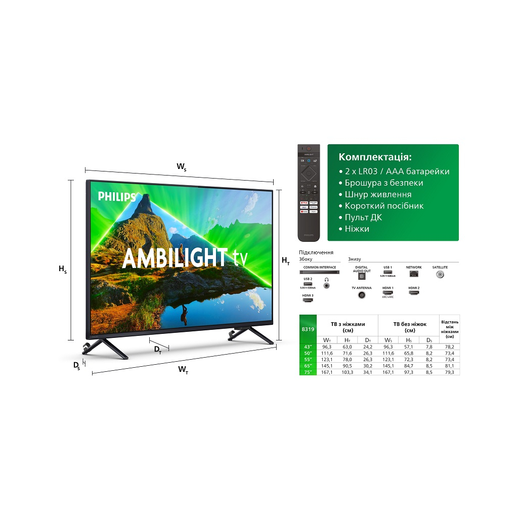 Телевізор Philips 75PUS8319/12 - зображення 3