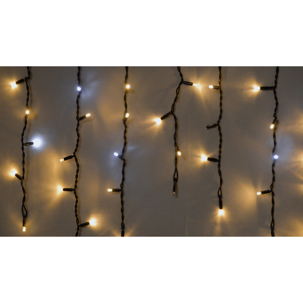 Гірлянда Delux Icicle 75LED 2x0.7m 18 біл. flash теплий білий/чорний IP44 EN (90015185) - зображення 2