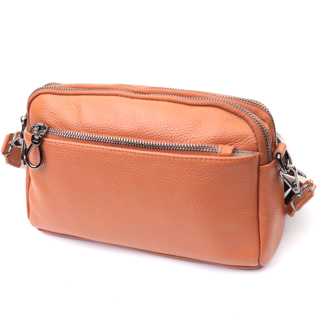 Сумка Vintage Містка Жіноча з кишенями з натуральної шкіри Коричнева (22601) - зображення 2