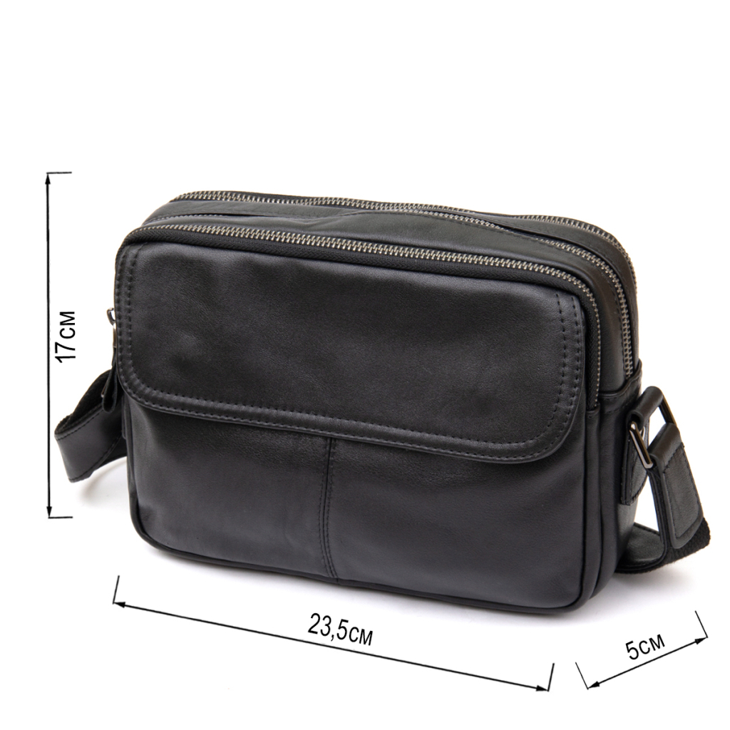 Сумка Vintage З натуральної шкіри зерниста Чорна (14548) - зображення 3