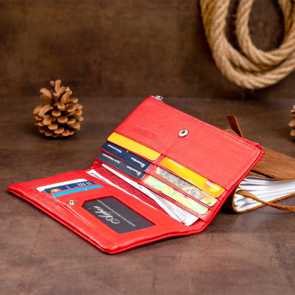 Гаманець ST Leather На кнопці Червоний (19202) - зображення 11