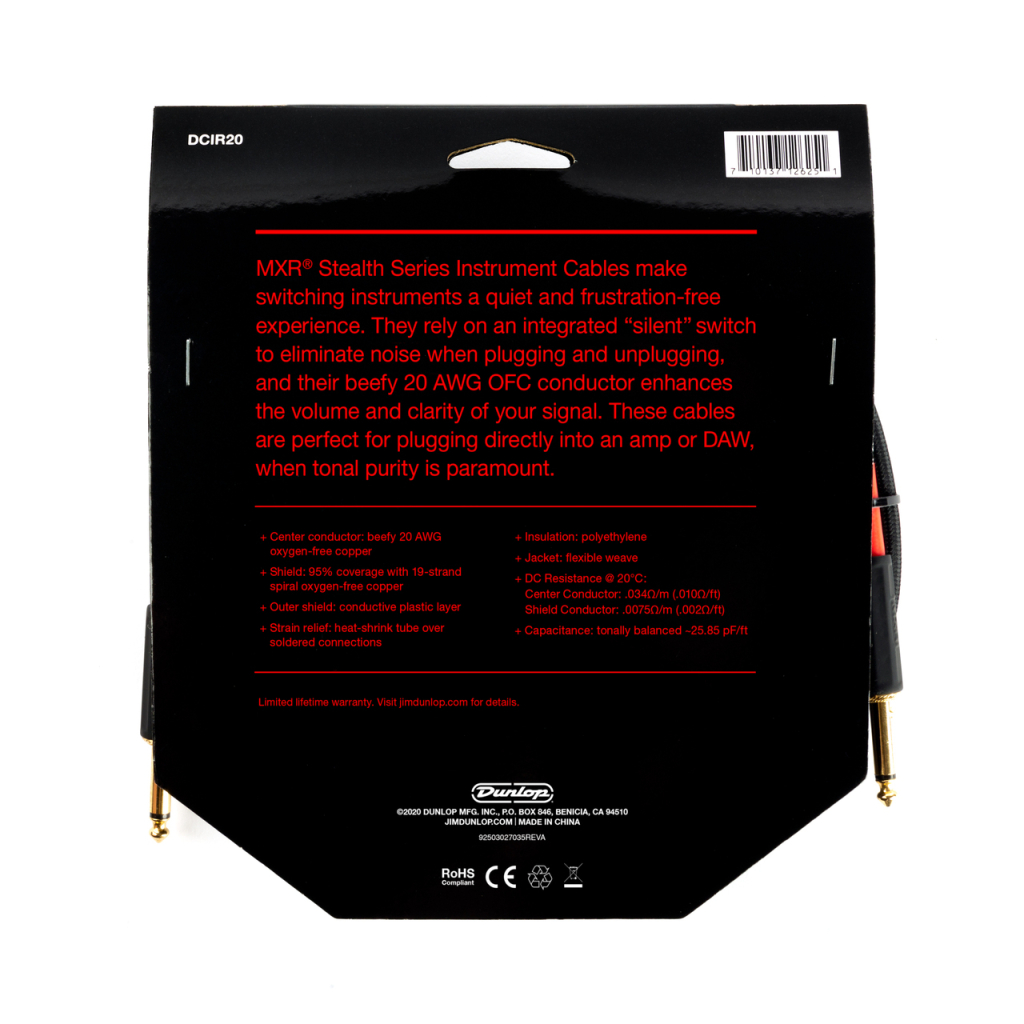 Інструментальний кабель MXR Stealth Series Instrument Cable 6m (DCIR20) - picture 2