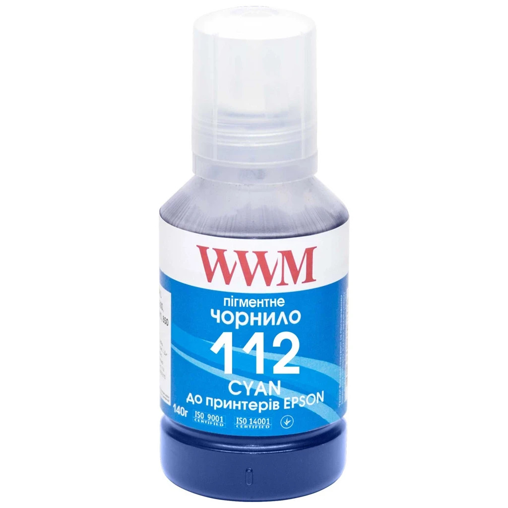 Чорнило WWM Epson L11160/6490 №112 140г Cyan pigmented (E112CP) - зображення 1